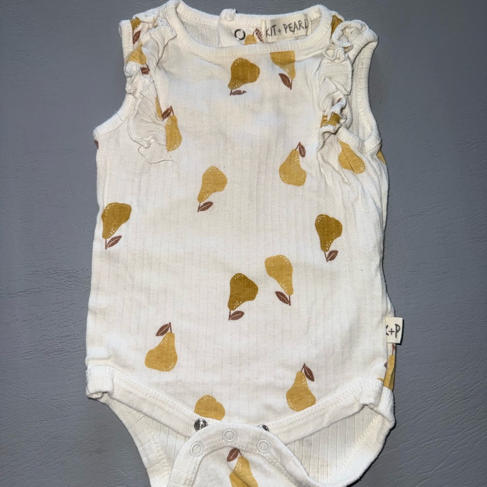 White and‎ Yellow Pear Print Kids One Piece